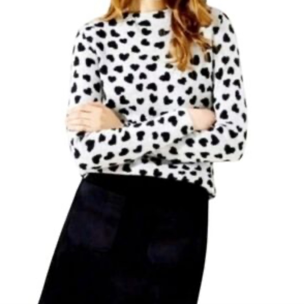 LOFT Dalmatian Mock Neck Heart Printed Sweater